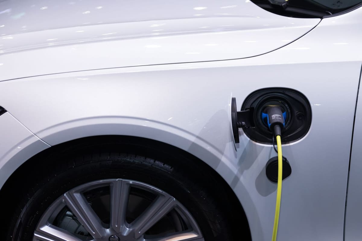A bank of EV chargers at a retail-park car park